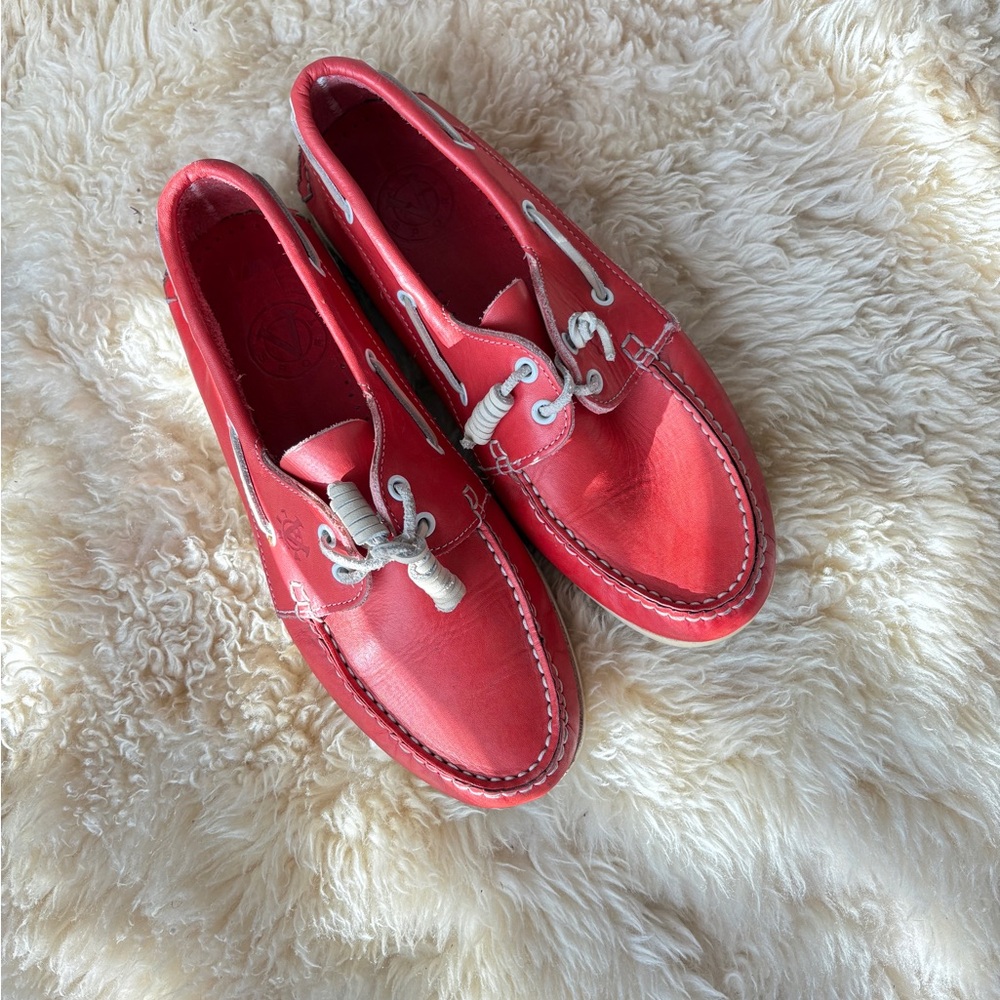 Vibrant Red Boat Shoes with White Laces